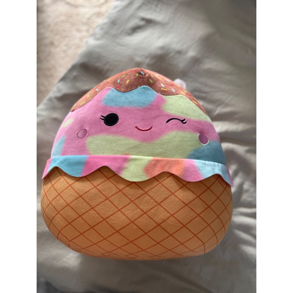Squishmallow Glady Ice Cream Cone 16" Pastel Rainbow Plush NWT Rare Winking